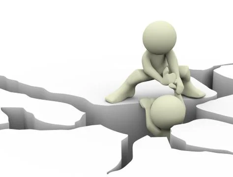 3d earth crack and helping man Stock Illustration