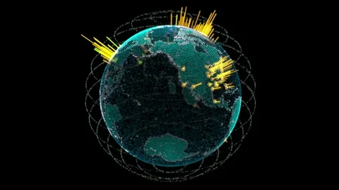 3D Earth Data Visualization Cyan Light Points Global Network 4K Stock-Footage 332132811