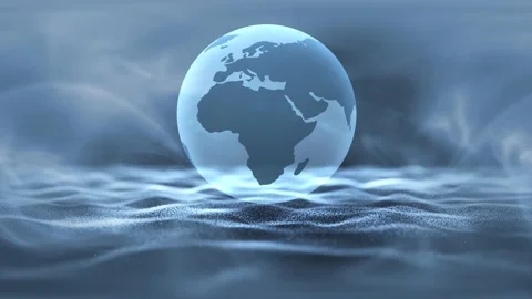 3d earth glass effect orb on wavy background Stock Footage 229538525