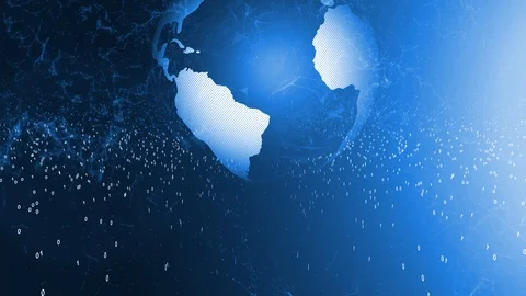 3D earth globe with binary data rotation Vídeos de archivo 129499936