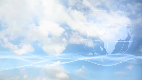 3d Earth globe on blue sky with clouds nature background Stock Footage 334808404