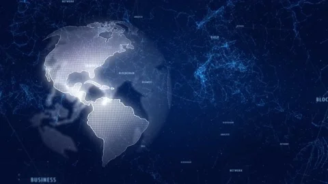 3d Earth globe computer cyberspace loop network 動画素材 229693706