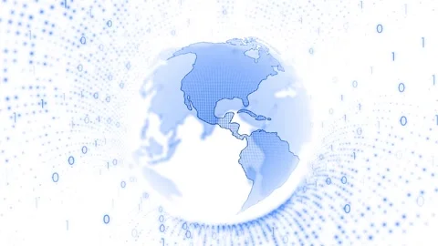 3D earth globe with digital tunnel data animation Stock Footage 337737059