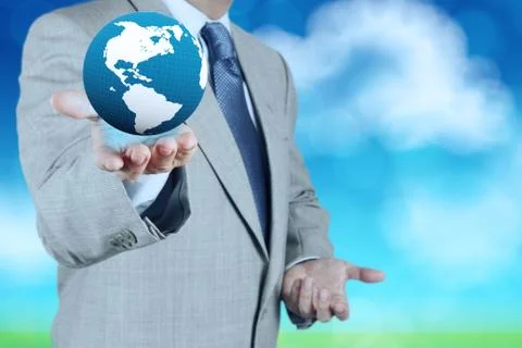 3d earth globe in his hand as concept Ilustração Stock