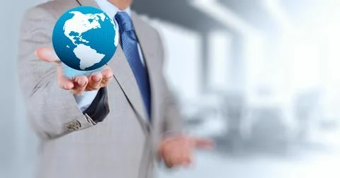 3d earth globe in his hand as concept Stock Illustration