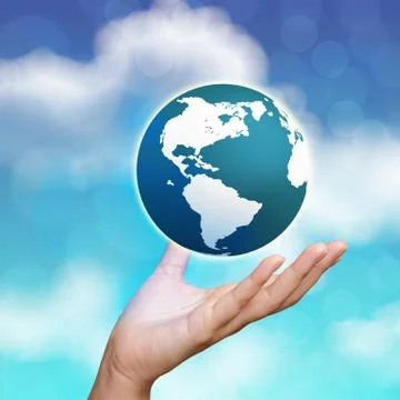 3d earth globe in his hands Ilustração Stock