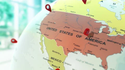 3d earth globe with location points Stock Footage 172209345