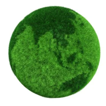 3d earth globe made of grass Stock Illustration