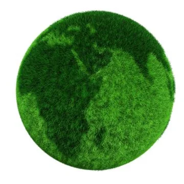 3d earth globe made of grass Stock Illustration
