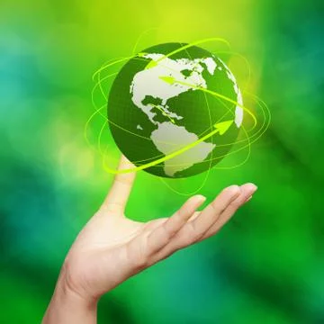 3d earth globe network in her hands Stock Illustration