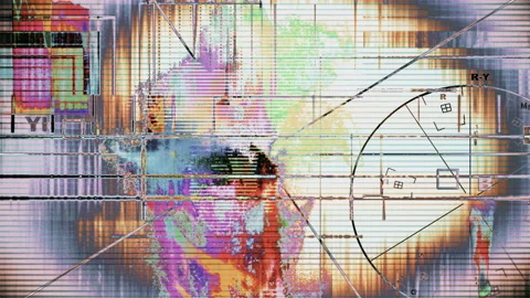 3D Earth Globe On Noise Defect Waves Screen Abstract Background Stock Footage 118943501