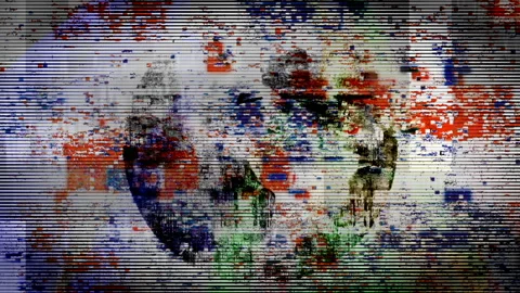 3D Earth Globe On Noise Screen Abstract Background Stock Footage 119536499