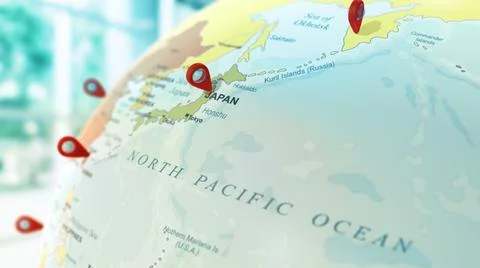 3d earth globe with north atlantic ocean location points. Illustration