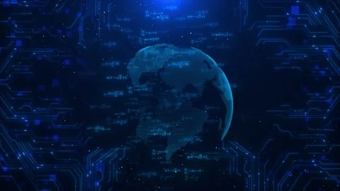 3d Earth globe rotation computer binary data network background. global, network Stock Footage 293013301