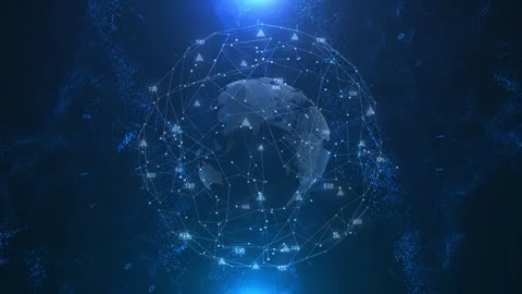 3d Earth globe rotation computer binary data network background. global, network Stock Footage 293013772