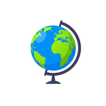 3d earth globe world vector icon. Travel globus cartoon simple illustration Stock Illustration