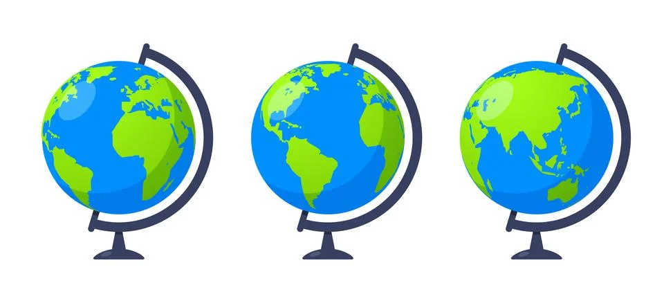 3d earth globe world vector icon. Travel globus cartoon simple illustration Stock Illustration