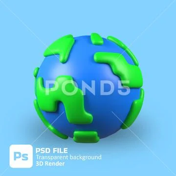 3d earth icon Modello PSD