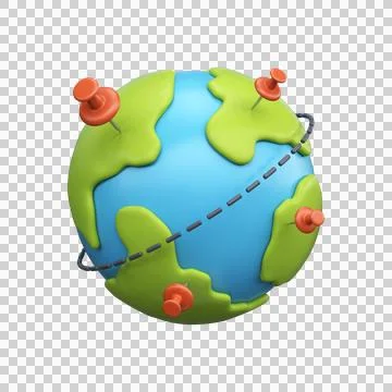 3d Earth with location pushpin. Stock Illustration
