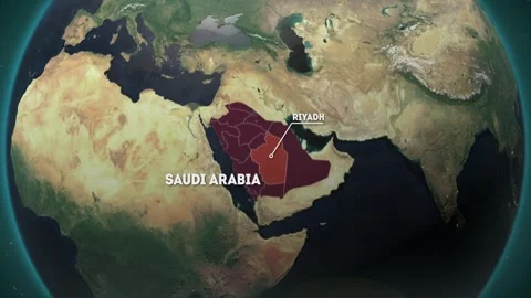 3D Earth Map Animation Highlighting Saudi Arabia and Riyadh City Video stock 314320292