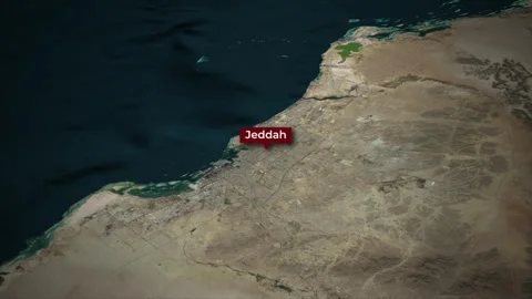 3D Earth map zooming in to Jeddah Saudi Arabia with Dark Map Background Vídeos de archivo 338126431