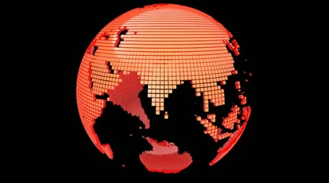 3D Earth Only Squares Orange Stock Footage 11341011
