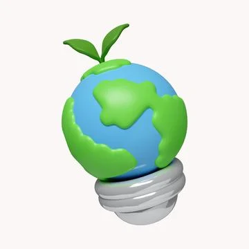 3d Earth planet inside light bulb. Environmentally friendly sources of energy Stock Illustration