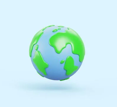 3d earth planet render icon. Green recycle environment sphere for school イラスト素材
