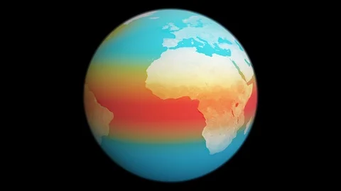 3D Earth showing global temperature and climate change issues Vídeo Stock 119238892