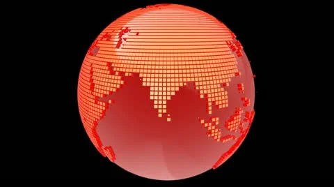 3D Earth Squares Orange Stock Footage 11341003