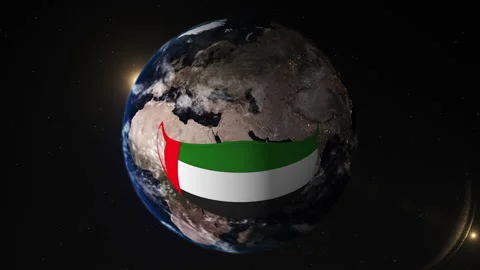 3d earth wearing UAE flag mask during corona virus pandemic. Stock Footage 134643326