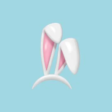 3d Easter bunny ears isolated. render white hare ears . Funny 3d cartoon rabb Stockillustratie