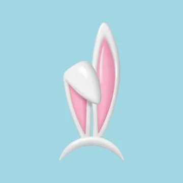 3d Easter bunny ears isolated. Realistic hare ears collection. Plastic funny  Illustrazione stock