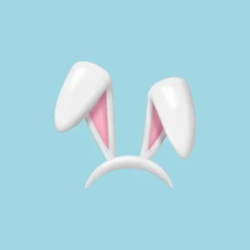 3d Easter bunny ears isolated. render white hare ears . Funny 3d cartoon ra.. Stockillustratie