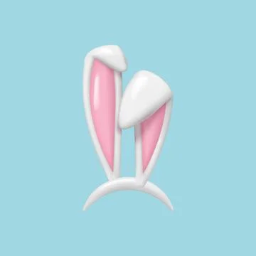 3d Easter bunny ears isolated. render white hare ears . Funny 3d cartoon ra.. Stockillustratie