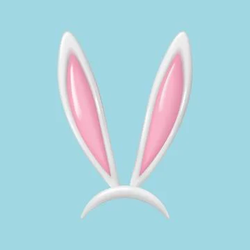3d Easter bunny ears isolated. Realistic hare ears collection. Stock Illustration