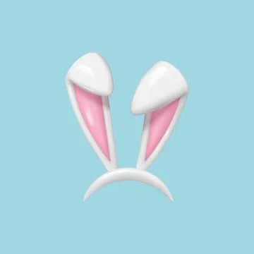 3d Easter bunny ears isolated. Realistic hare ears collection. Plastic funn.. Stockillustratie