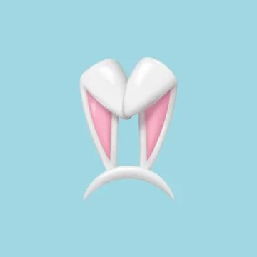 3d Easter bunny ears isolated. Realistic hare ears collection. Plastic funn.. Stock Illustration