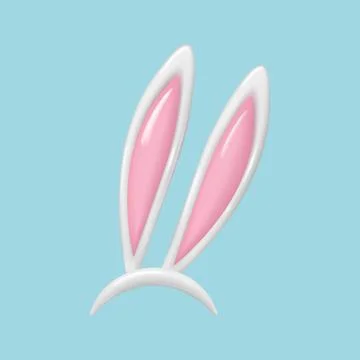 3d easter bunny ears. Rabbit ears realistic 3d vector illustration. Hare cost Illustrazione stock