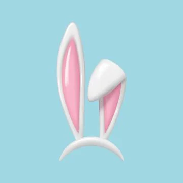 3d Easter bunny ears. Rabbit ears realistic 3d vector illustration. Hare co.. Illustrazione stock