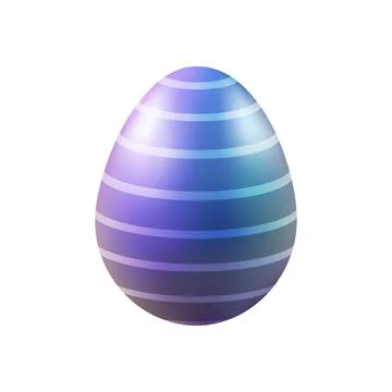 3d easter egg blue, purple, volumetric with stripes, vector Stock Illustration