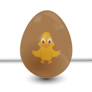 3D Easter egg with cute chick on white background Stock Illustration