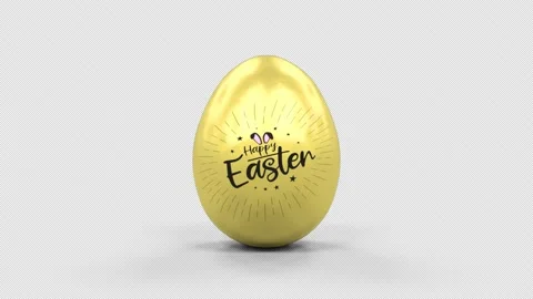 3D Easter Egg Gold color loopable with alpha Stock Footage 148244876