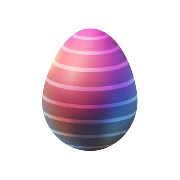 3d easter egg pink, purple, volumetric with stripes, vector Stock Illustration