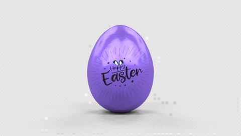 3D Easter Egg Purple color loopable with alpha Stock Footage 148245203