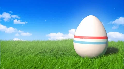 3d Easter Egg Rolling On Green Field Colored With Stripes 動画素材 264049735