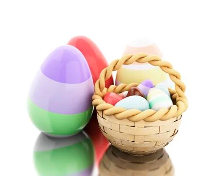 3d Easter eggs in a basket Stock Illustration