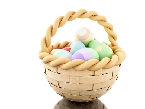 3d Easter eggs in a basket Stock Illustration