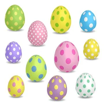 3D Easter eggs, Colorful set. Stock Illustration