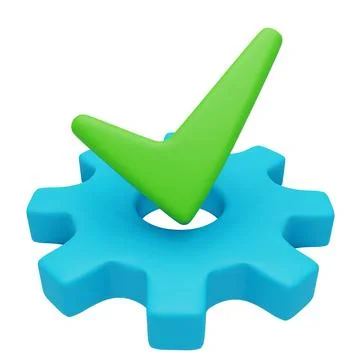 3d Easy Installation Icon. Check With Gear Icon. Easy Service Icon. Stock Illustration